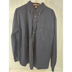 Harriton Men's Blue Solid Woven Button-Up Shirt XL Long Sleeve Button-Down